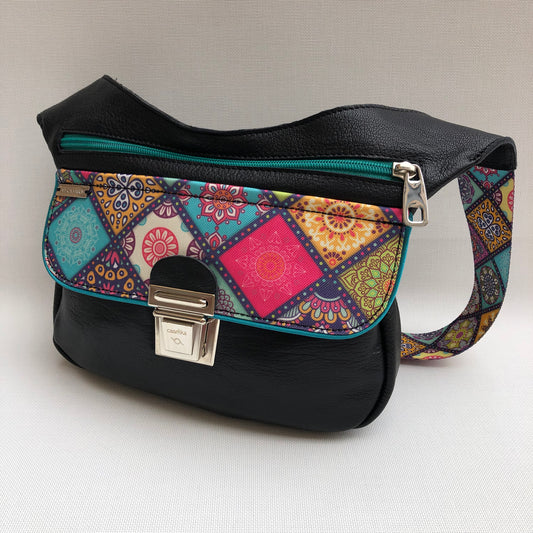 Special Black &amp; Mandalas BioCuir® natural leather Unique Piece No. 10288