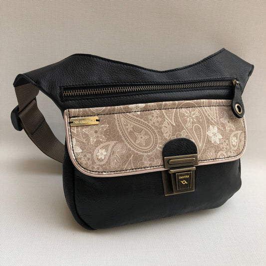 Premium Black &amp; Cashmere BioCuir® natural leather Exclusive Piece No. 9975