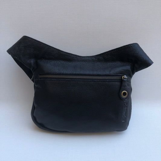 Premium Black &amp; Old Gold BioCuir® natural leather Unique Piece No. 10256