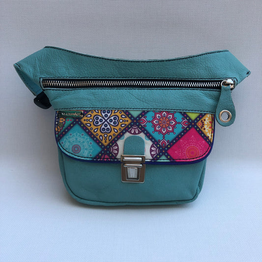 Mini Special Turquesa & Mandalas · Piel natural BioCuir® · Pieza Única Núm. 10656