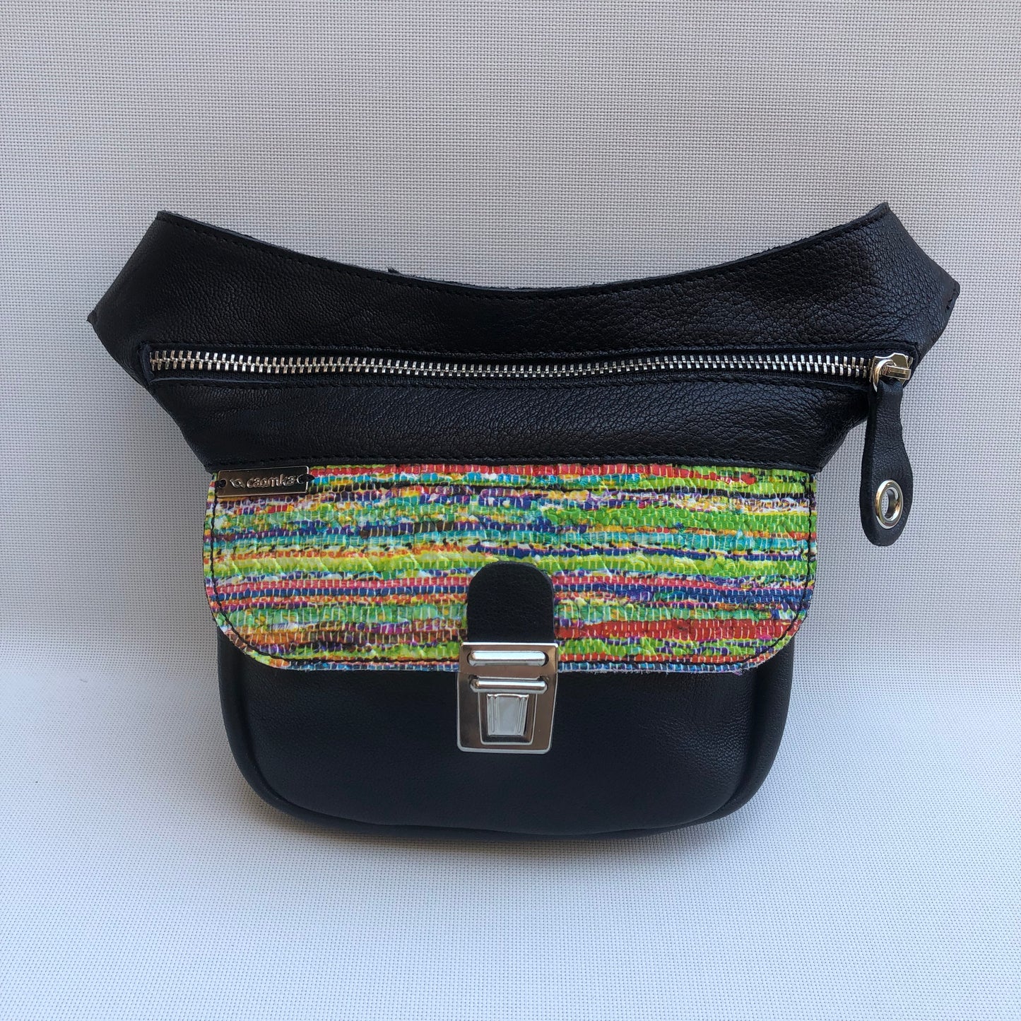 Mini Special Black &amp; Colors BioCuir® natural leather Unique Piece No. 10.116