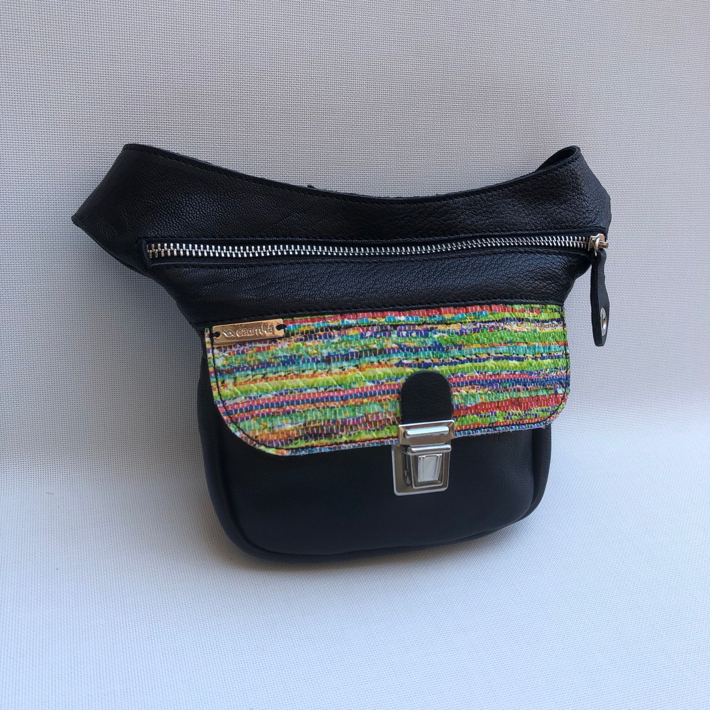 Mini Special Black &amp; Colors BioCuir® natural leather Unique Piece No. 10.116