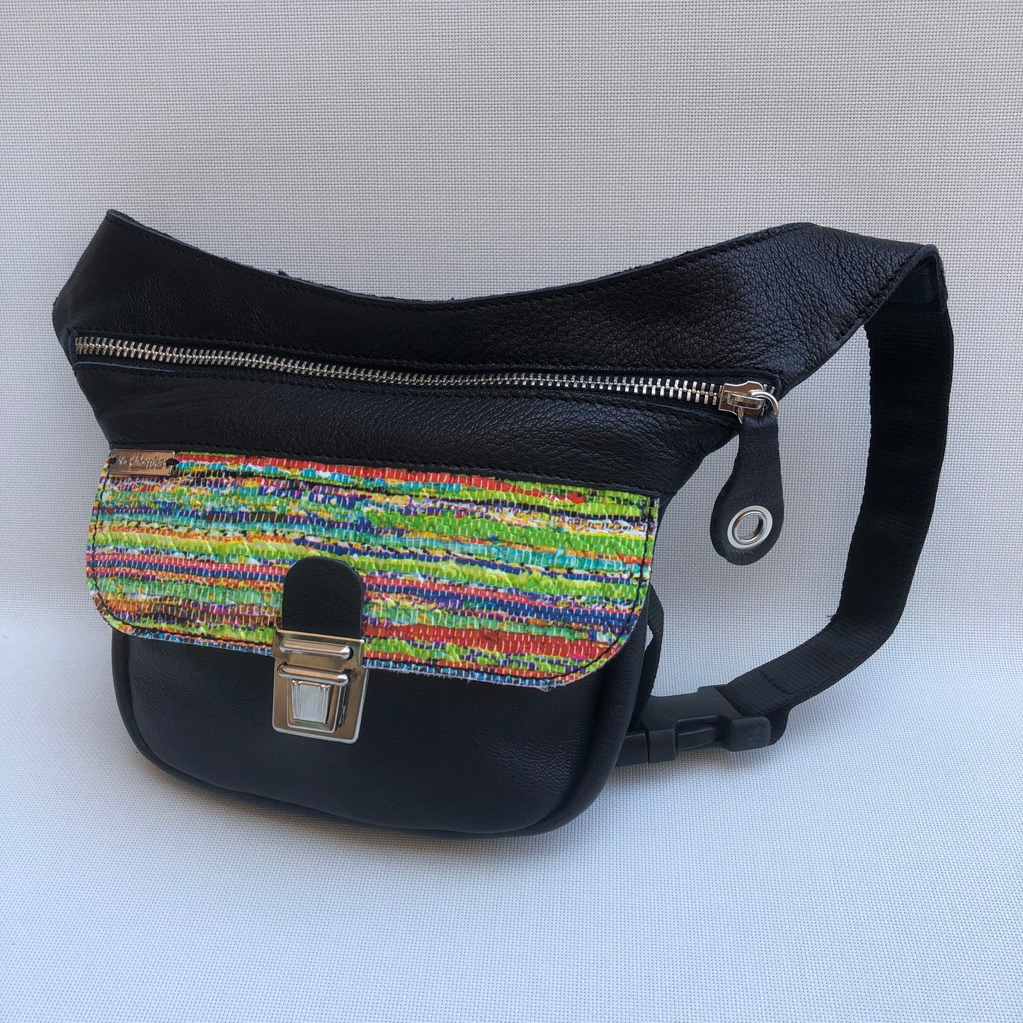 Mini Special Black &amp; Colors BioCuir® natural leather Unique Piece No. 10.116