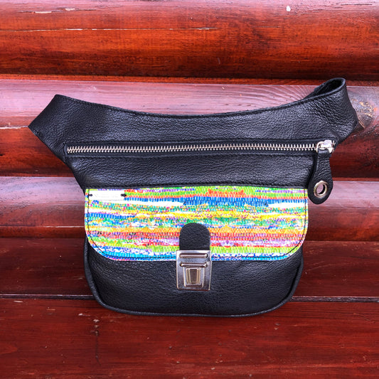 Mini Special Black &amp; Colors BioCuir® natural leather Unique Piece No. 10.053