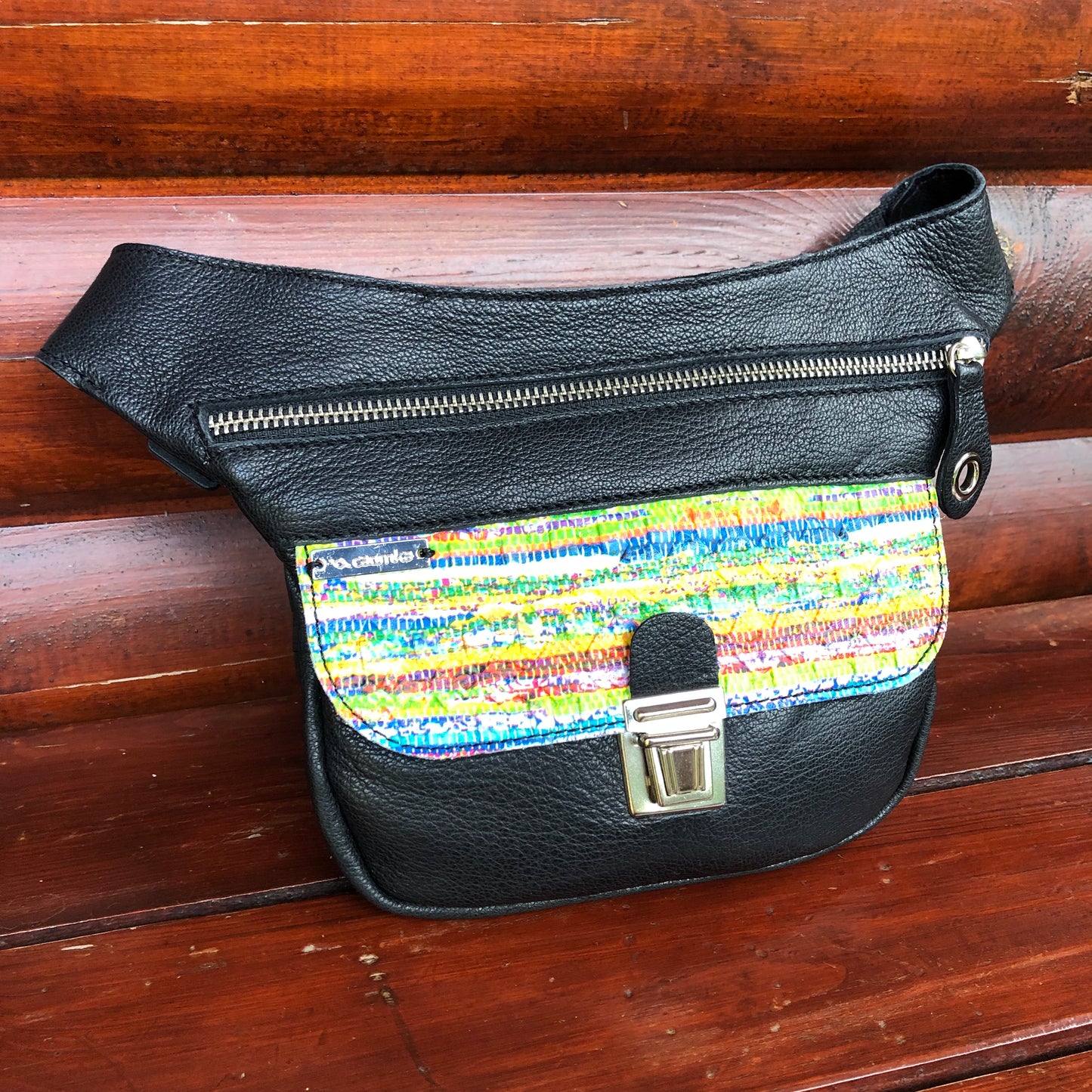 Mini Special Black &amp; Colors BioCuir® natural leather Unique Piece No. 10.053