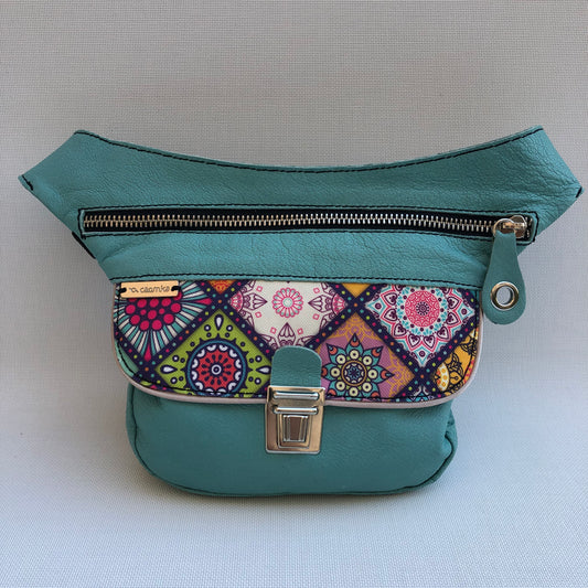 Mini Special Turquesa & Mandalas · Piel natural BioCuir® · Pieza Única Núm. 10530