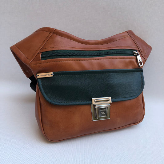 Elegant Brown &amp; Green Vegan Leather. Exclusive Piece No. 10.123
