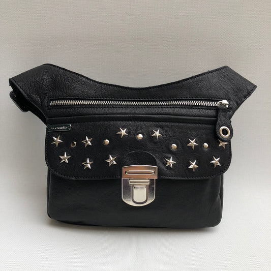 Premium Black Stars &amp; Silver Natural BioCuir® Leather Exclusive Part No. 10304