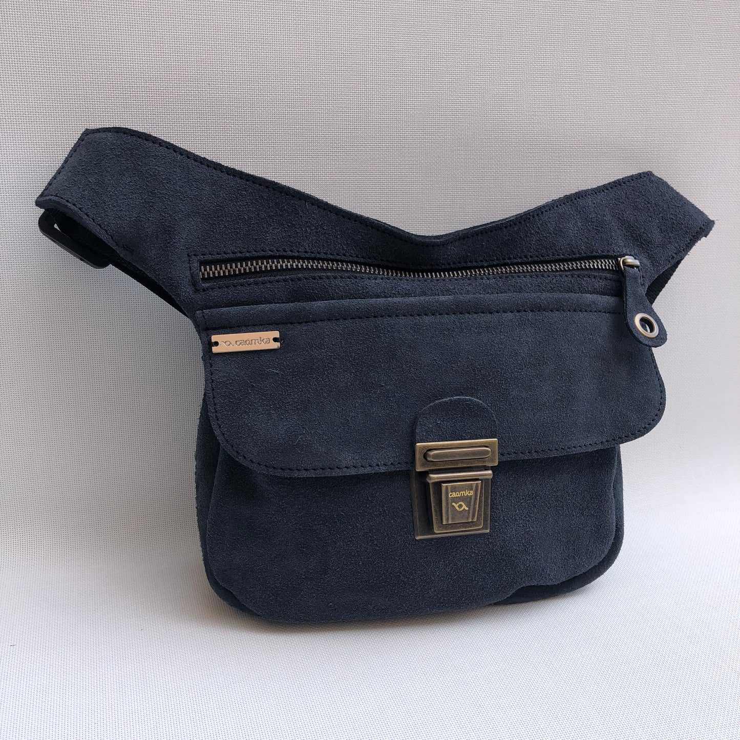 Special Suede "Twisted Skin" Navy Blue BioCuir® natural leather Exclusive Piece No. 10558