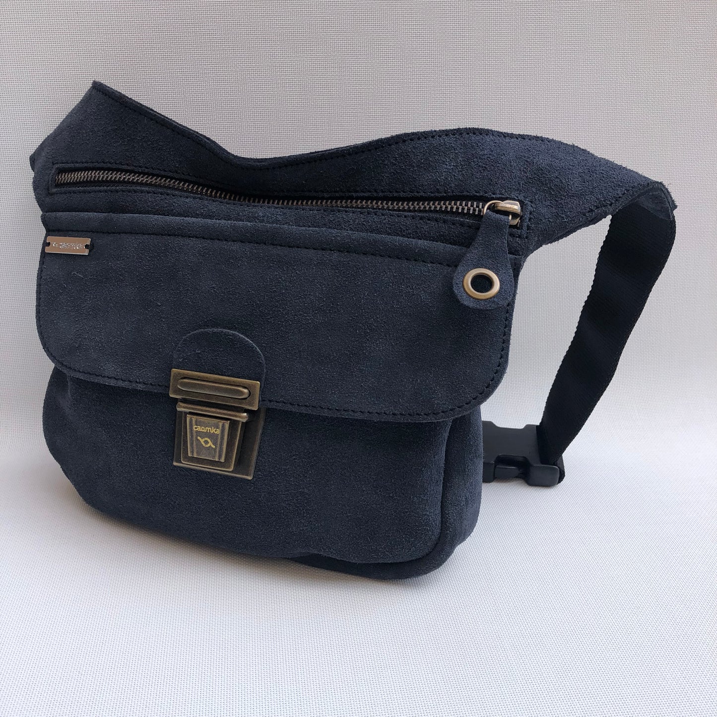 Special Suede "Twisted Skin" Navy Blue BioCuir® natural leather Exclusive Piece No. 10558