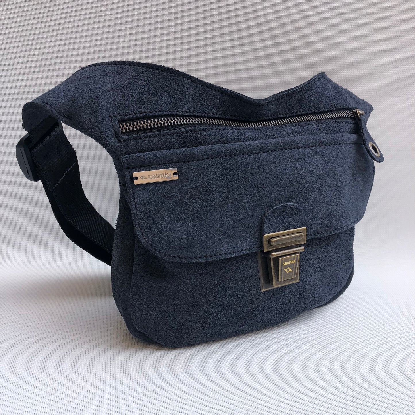 Special Suede "Twisted Skin" Navy Blue BioCuir® natural leather Exclusive Piece No. 10558