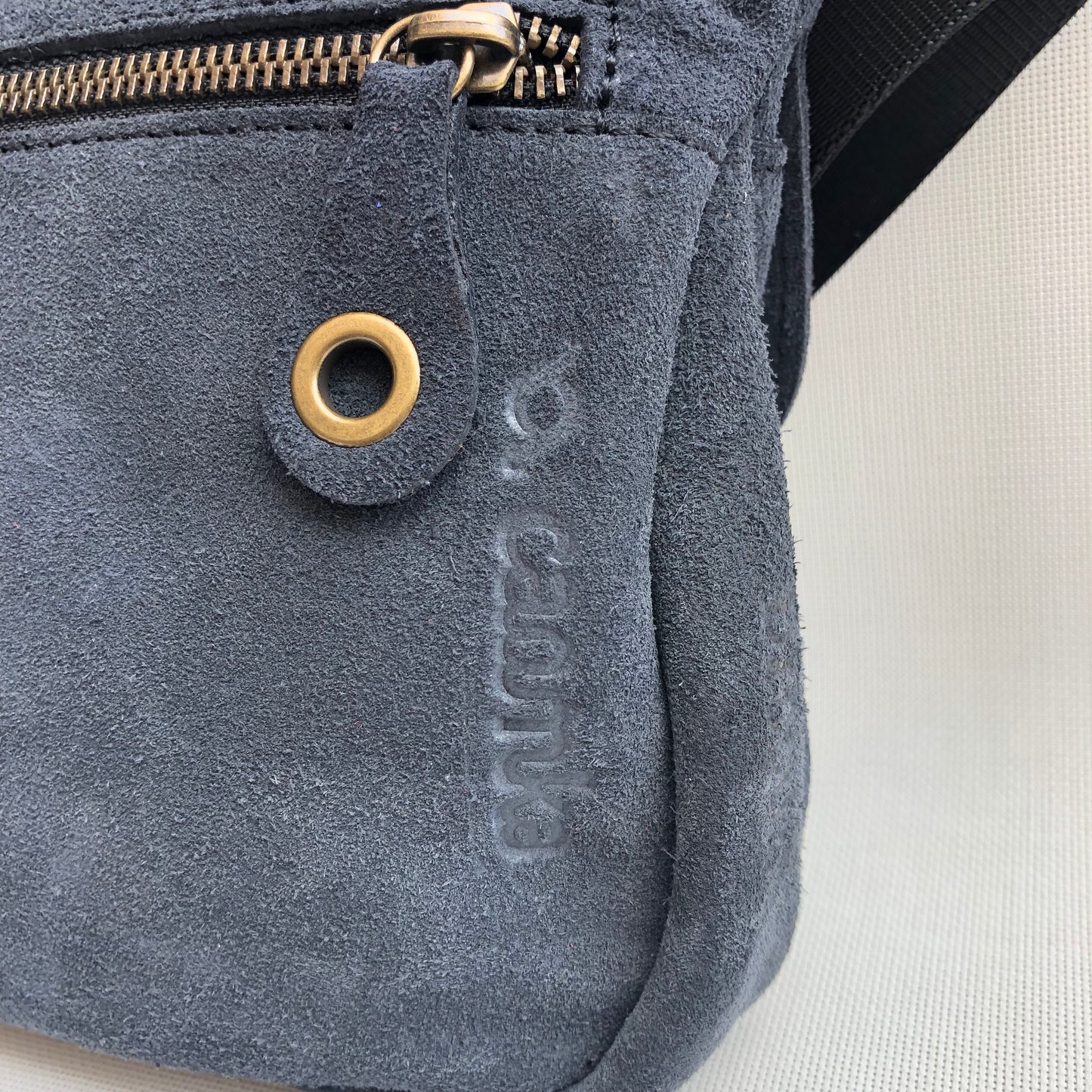 Special Suede "Twisted Skin" Navy Blue BioCuir® natural leather Exclusive Piece No. 10558