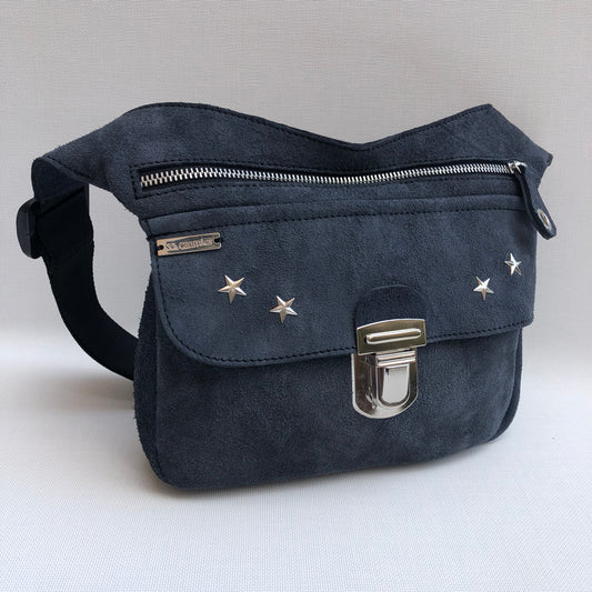 Premium Stars Blue "Twisted Leather" Suede Natural BioCuir® Leather Exclusive Piece No. 10351
