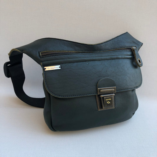 Classic Green Bottle &amp; Old Gold Natural BioCuir® Leather Exclusive Piece No. 10397