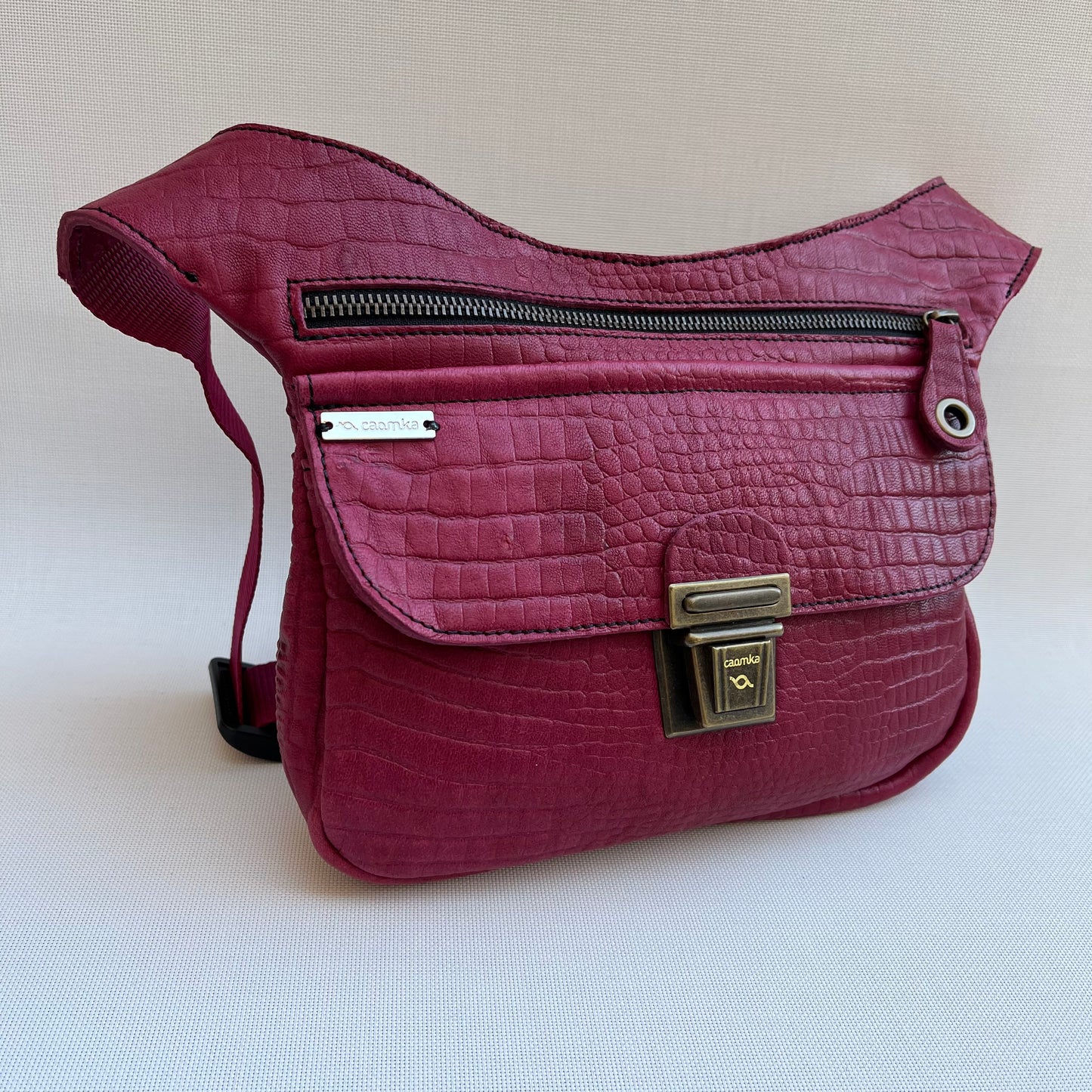 Special Garnet/Purple BioCuir® natural leather Unique Piece No. 10501