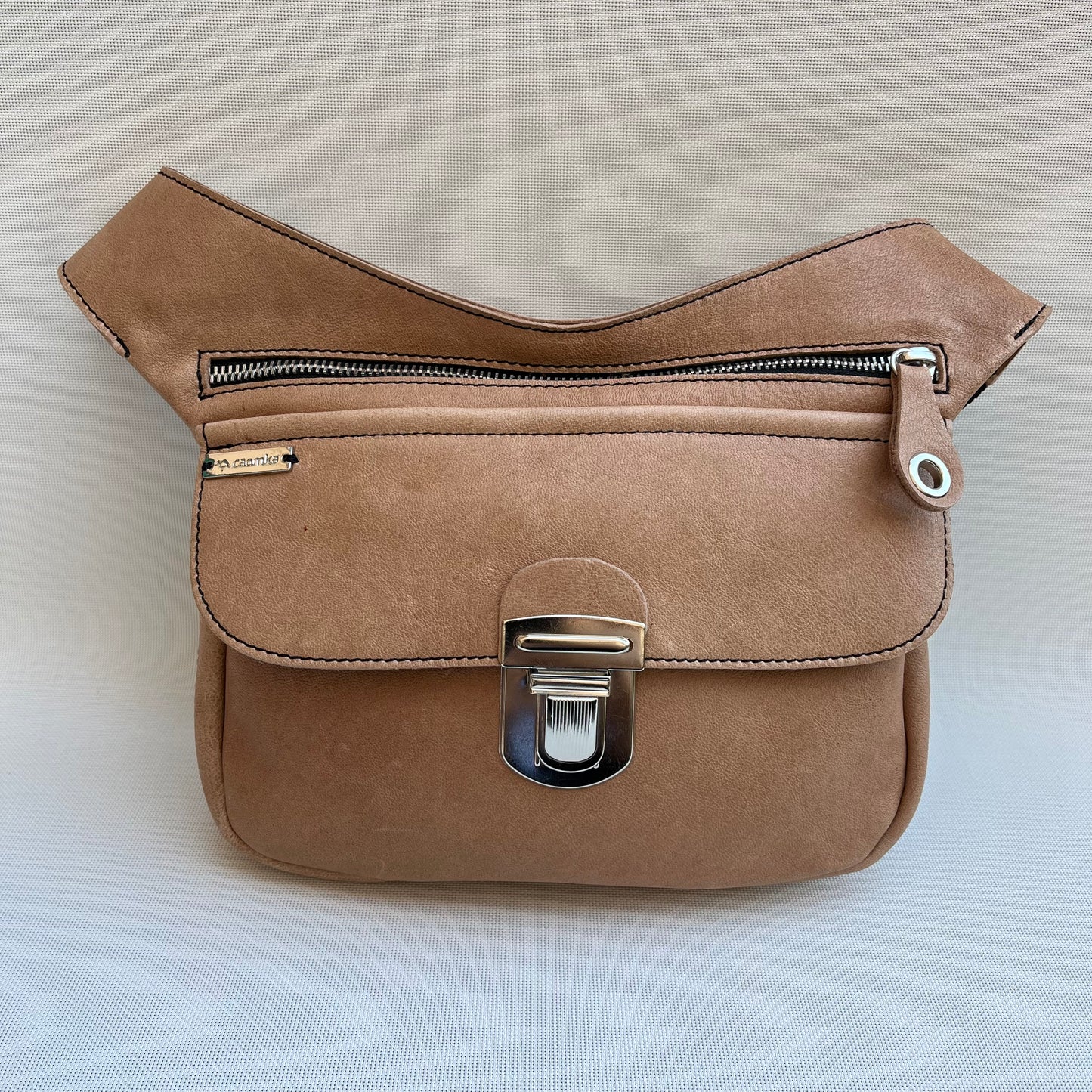 Special Light Brown &amp; Silver BioCuir® natural leather Unique Piece No. 10500