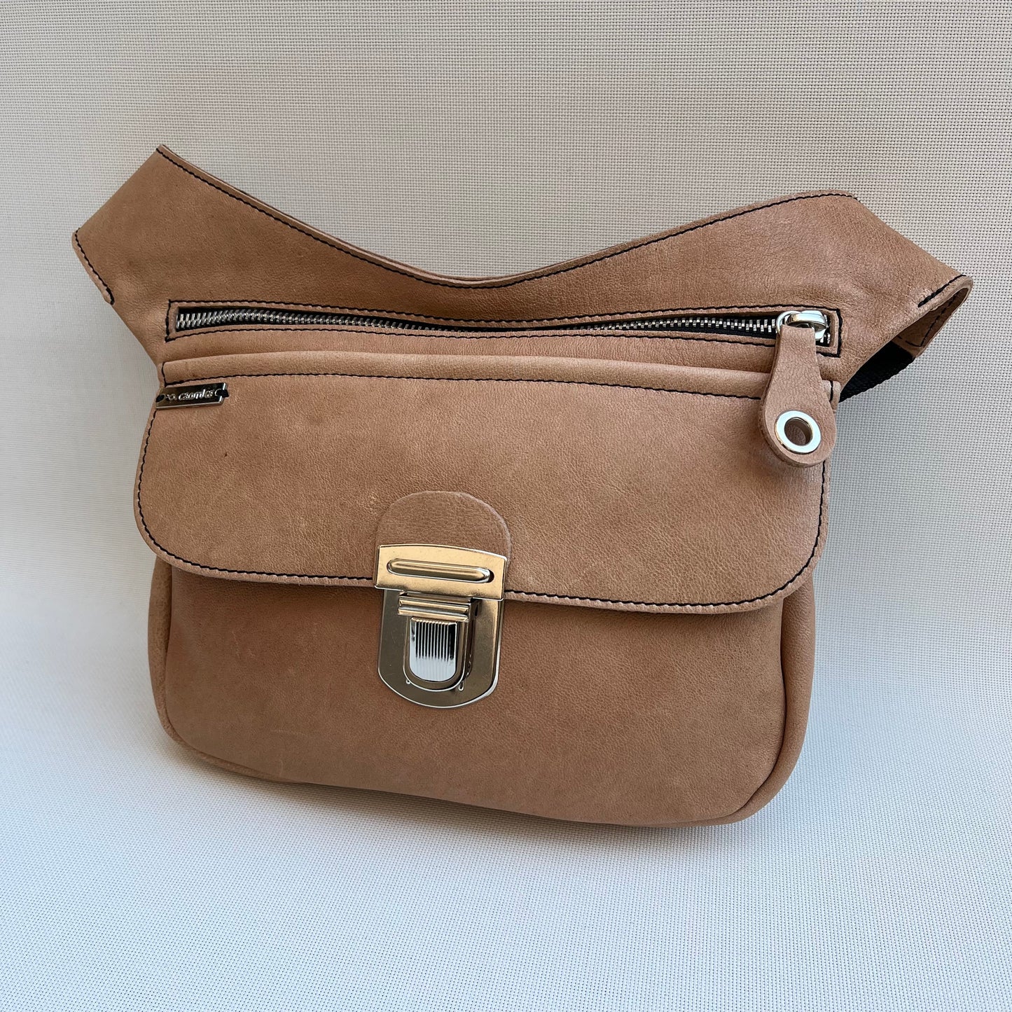 Special Light Brown &amp; Silver BioCuir® natural leather Unique Piece No. 10500
