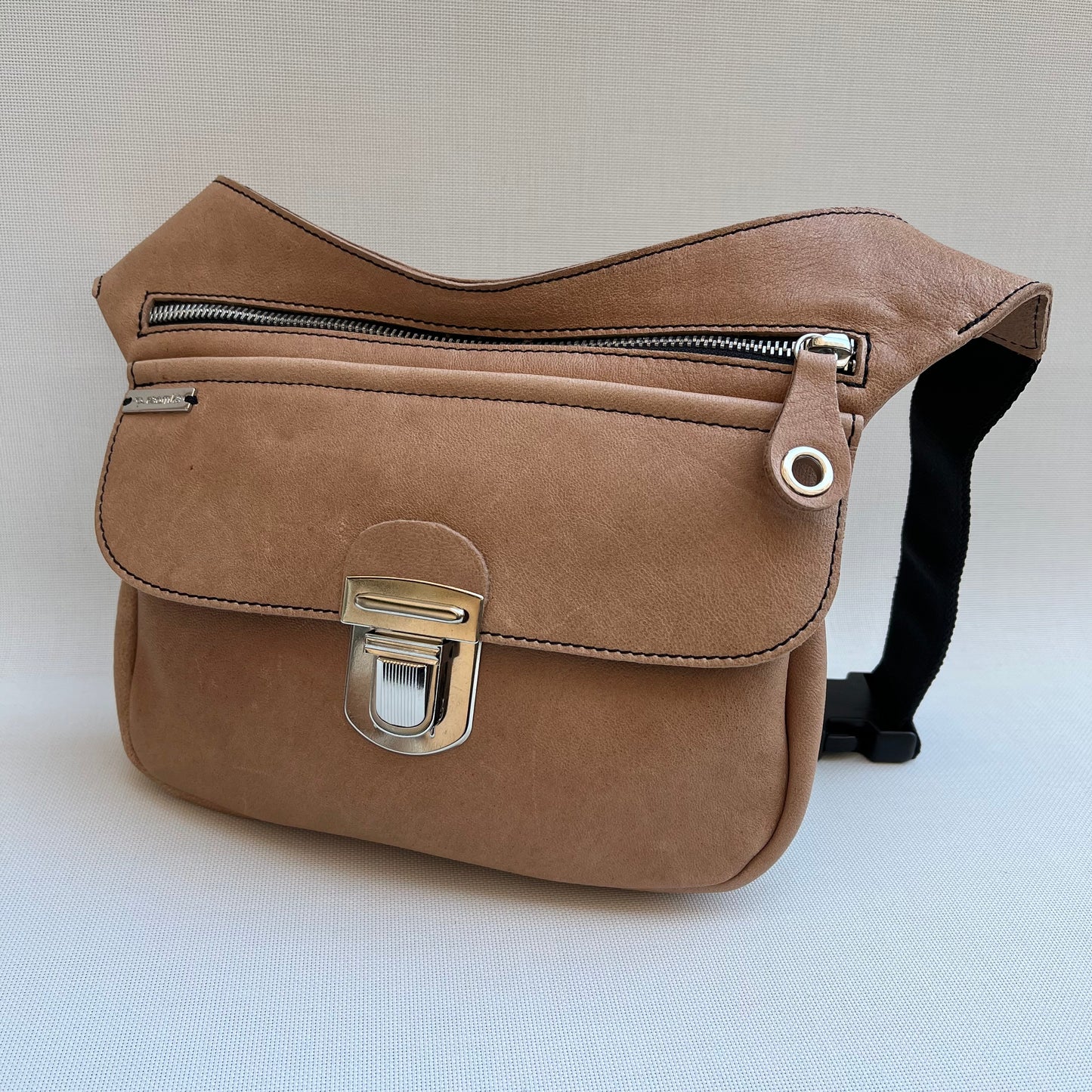 Special Light Brown &amp; Silver BioCuir® natural leather Unique Piece No. 10500