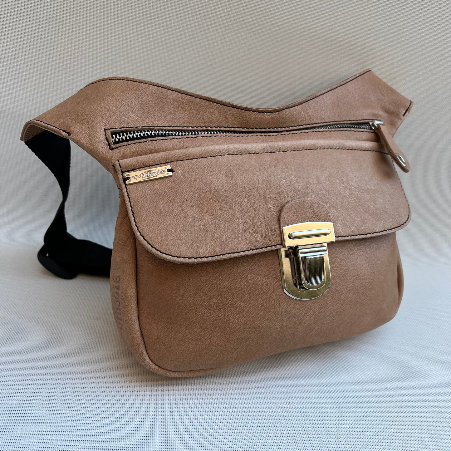 Special Light Brown &amp; Silver BioCuir® natural leather Unique Piece No. 10500