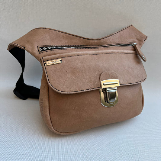 Special Light Brown &amp; Silver BioCuir® natural leather Unique Piece No. 10500