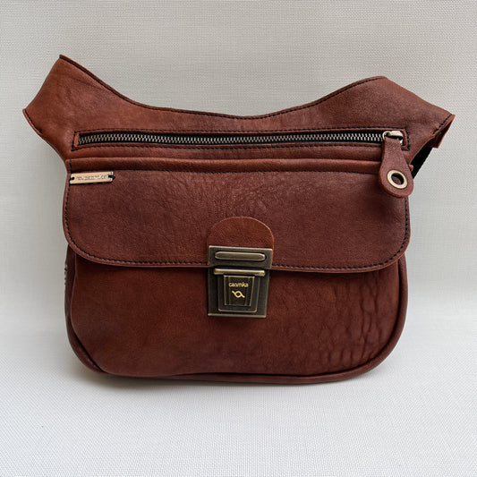 Classic Brown &amp; Old Gold BioCuir® natural leather Unique Piece No. 10690