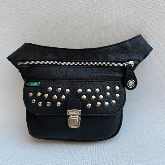 Mini Premium Black &amp; Silver Natural BioCuir® Leather Exclusive Piece No. 10611