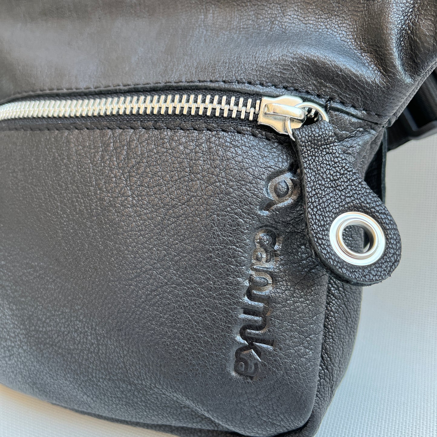 Mini Premium Black &amp; Silver Natural BioCuir® Leather Exclusive Piece No. 10611