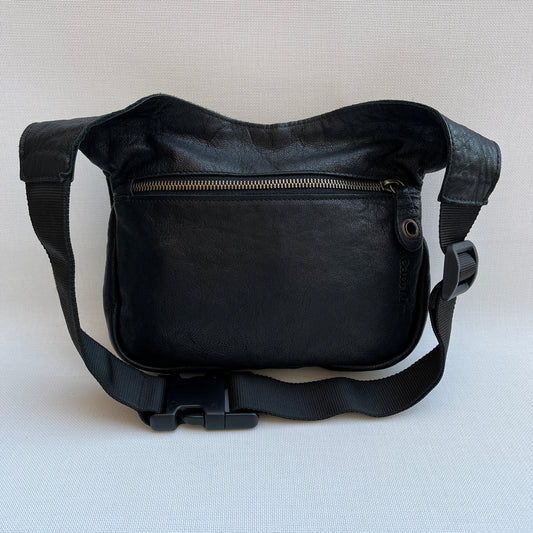 Premium Black &amp; Old Gold BioCuir® natural leather Unique Piece No. 10665