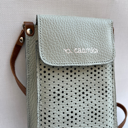 Mobile Holder Air Design Natural leather Green