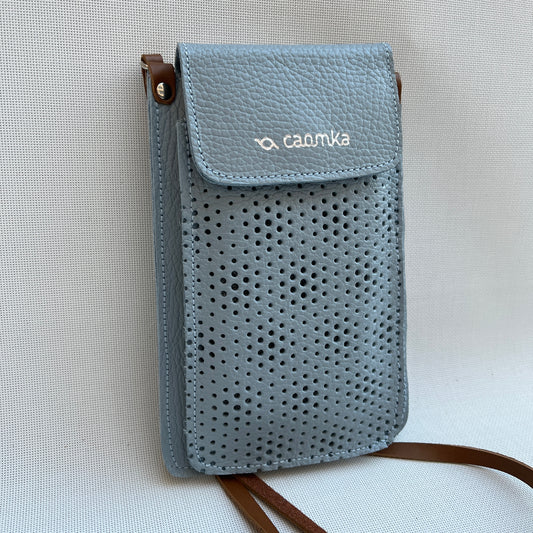 Mobile Holder · Air Design · Natural Leather · Light Blue