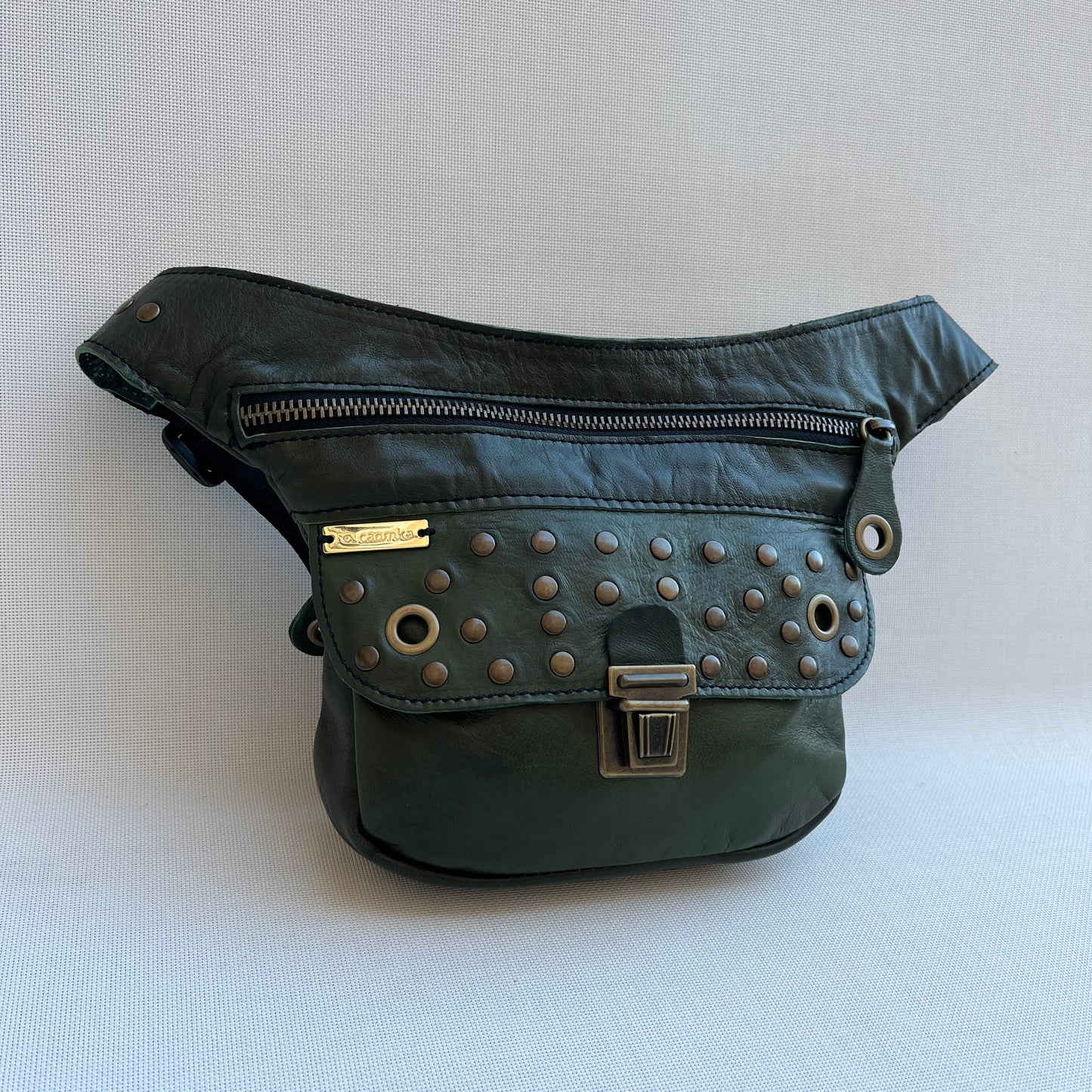 Mini Premium Green & Old Gold · Piel natural BioCuir® · Pieza Única Núm. 13121