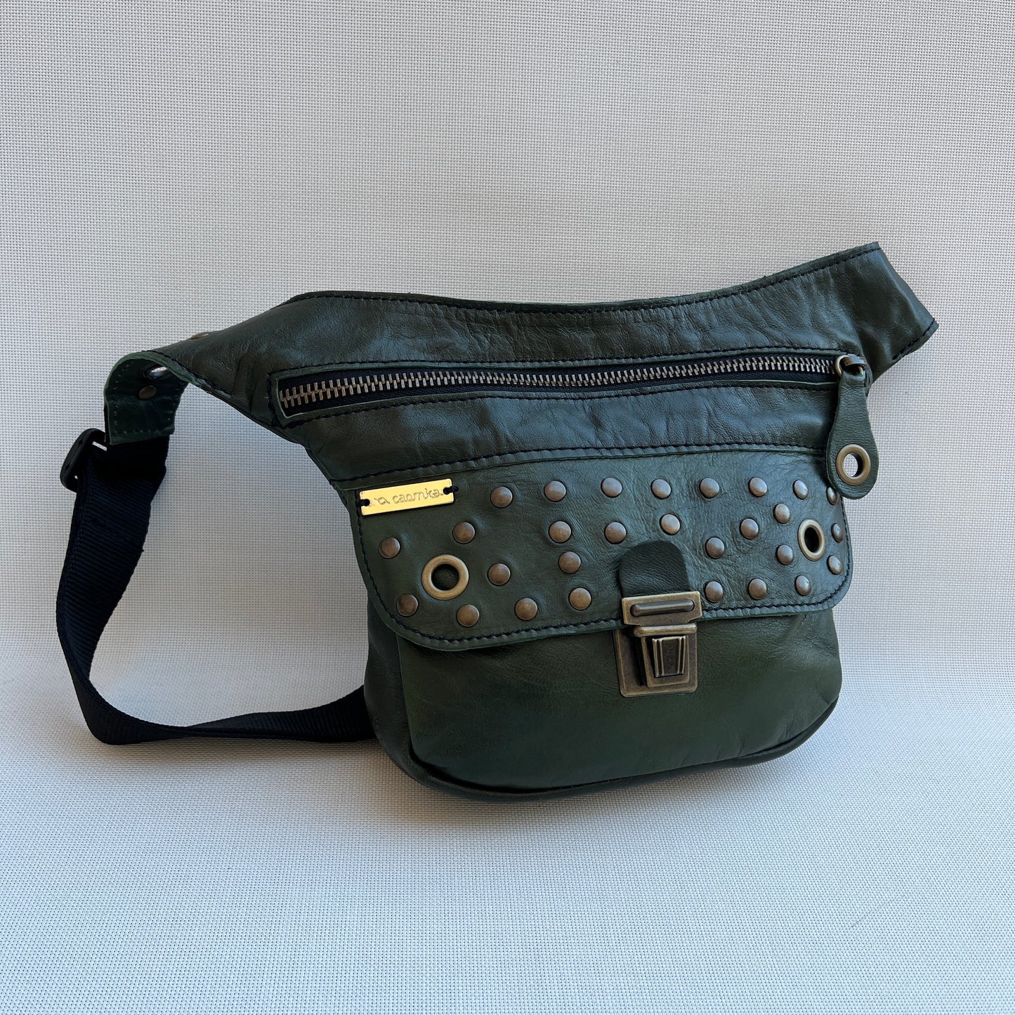 Mini Premium Green & Old Gold · Piel natural BioCuir® · Pieza Única Núm. 13121