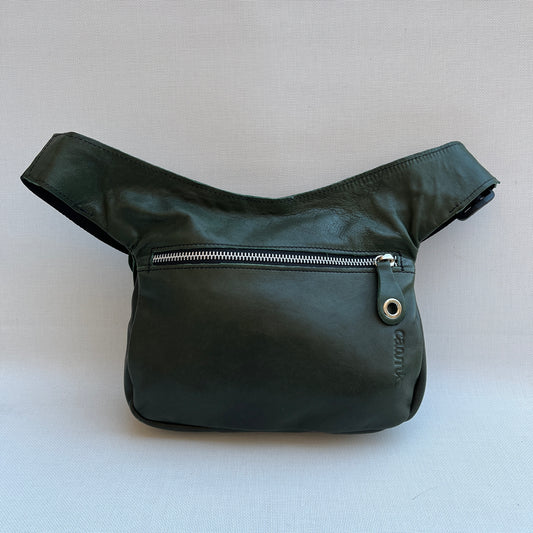 Premium Green &amp; Silver BioCuir® natural leather Unique Piece No. 13012