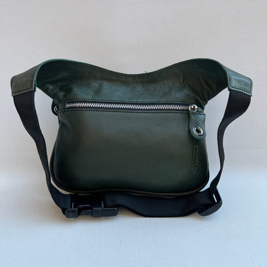 Premium Green &amp; Silver BioCuir® natural leather Unique Piece No. 13043