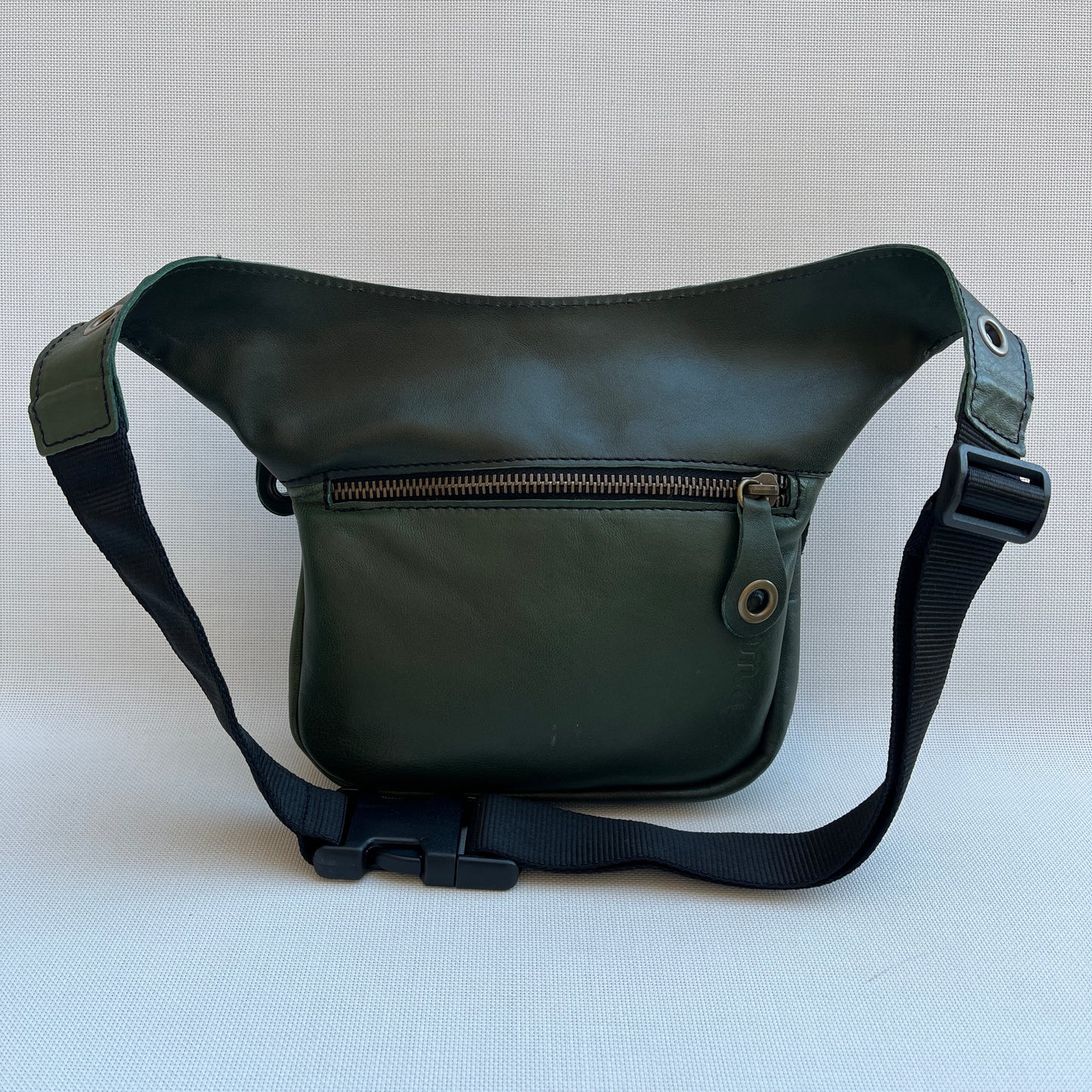 Mini Premium Green &amp; Old Gold BioCuir® natural leather Unique Piece No. 12882