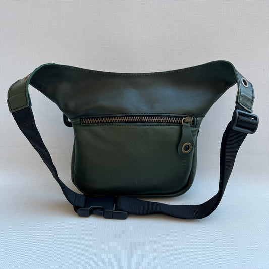 Mini Premium Green &amp; Old Gold BioCuir® natural leather Unique Piece No. 12882