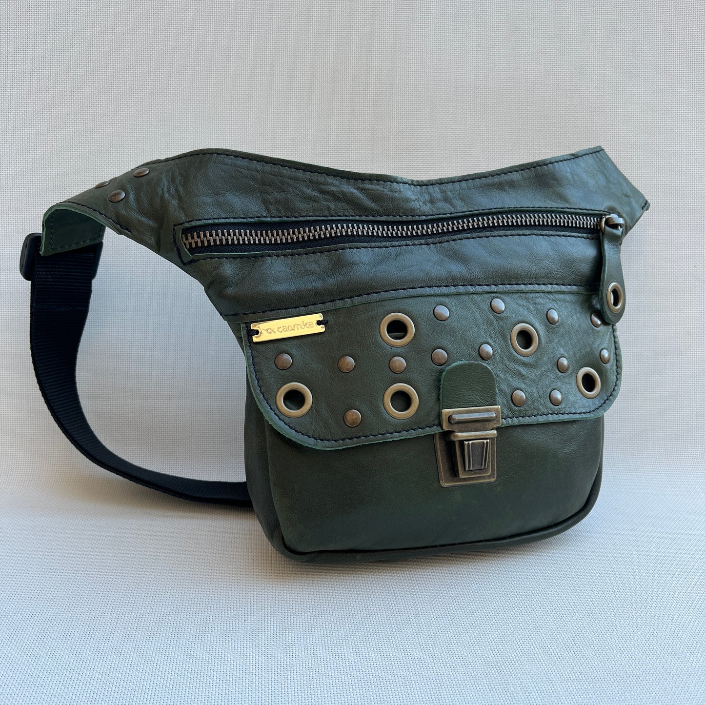 Mini Premium Green & Old Gold · Piel natural BioCuir® · Pieza Única Núm. 13198