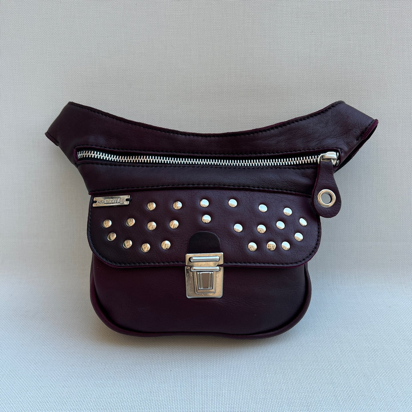 Mini Premium Bordeaux &amp; Silver Natural BioCuir® Leather Exclusive Piece No. 13025