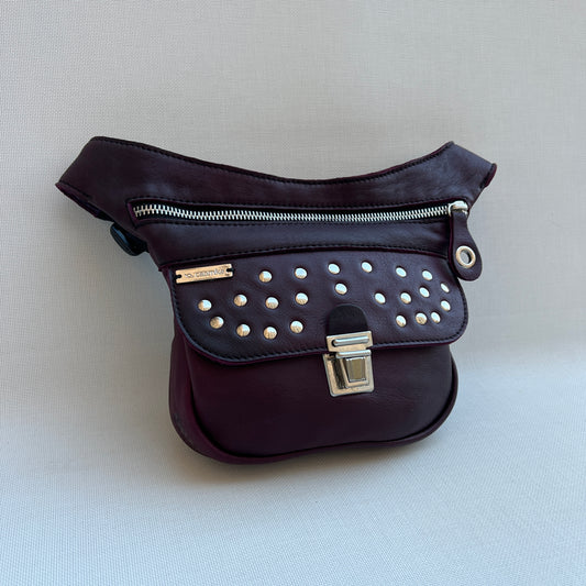 Mini Premium Bordeaux &amp; Silver Natural BioCuir® Leather Exclusive Piece No. 13025
