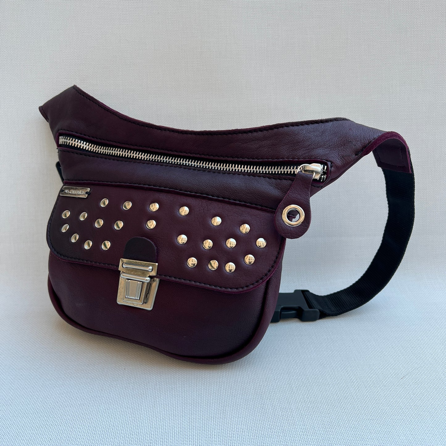 Mini Premium Bordeaux &amp; Silver Natural BioCuir® Leather Exclusive Piece No. 13025