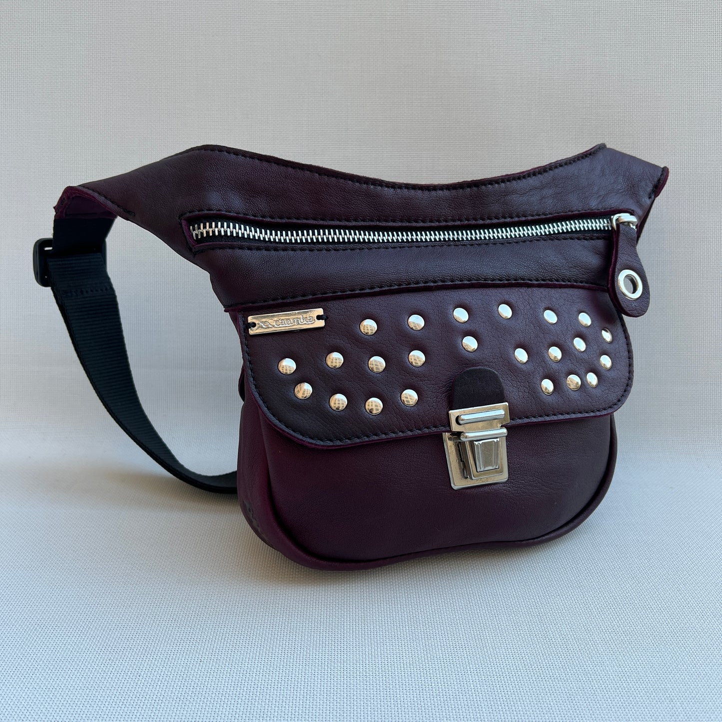 Mini Premium Bordeaux &amp; Silver Natural BioCuir® Leather Exclusive Piece No. 13025