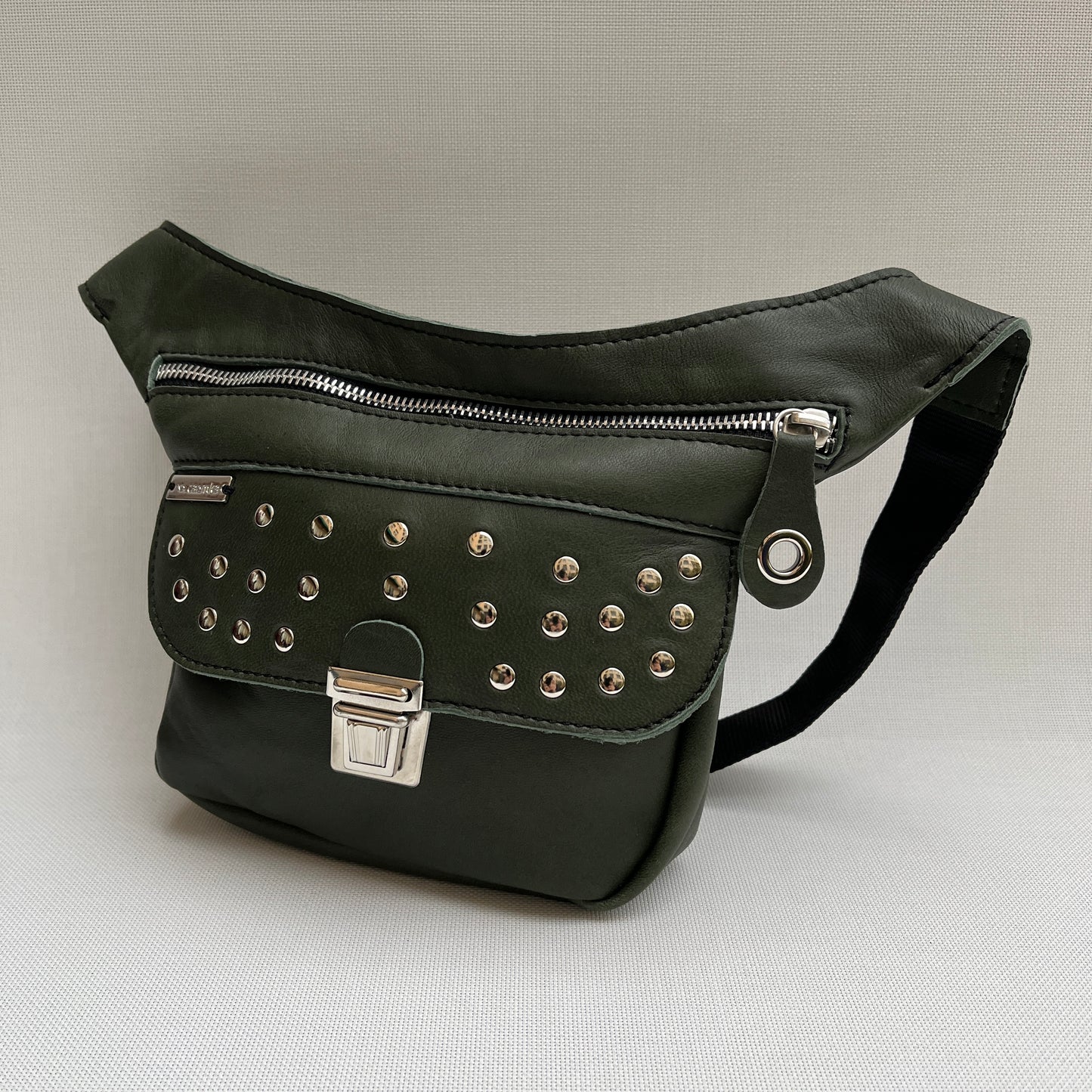 Mini Premium Green &amp; Silver BioCuir® natural leather Exclusive Piece No. 11250