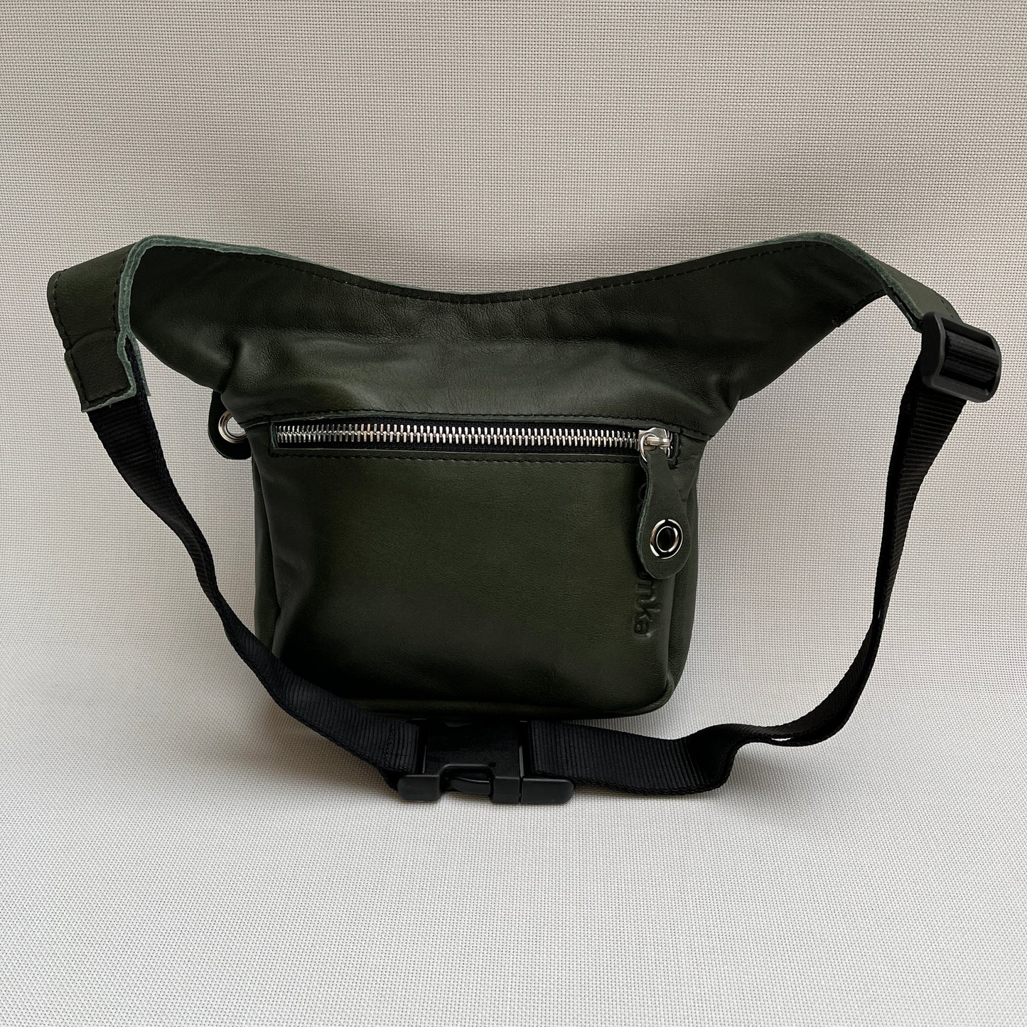 Mini Premium Green &amp; Silver BioCuir® natural leather Exclusive Piece No. 11250
