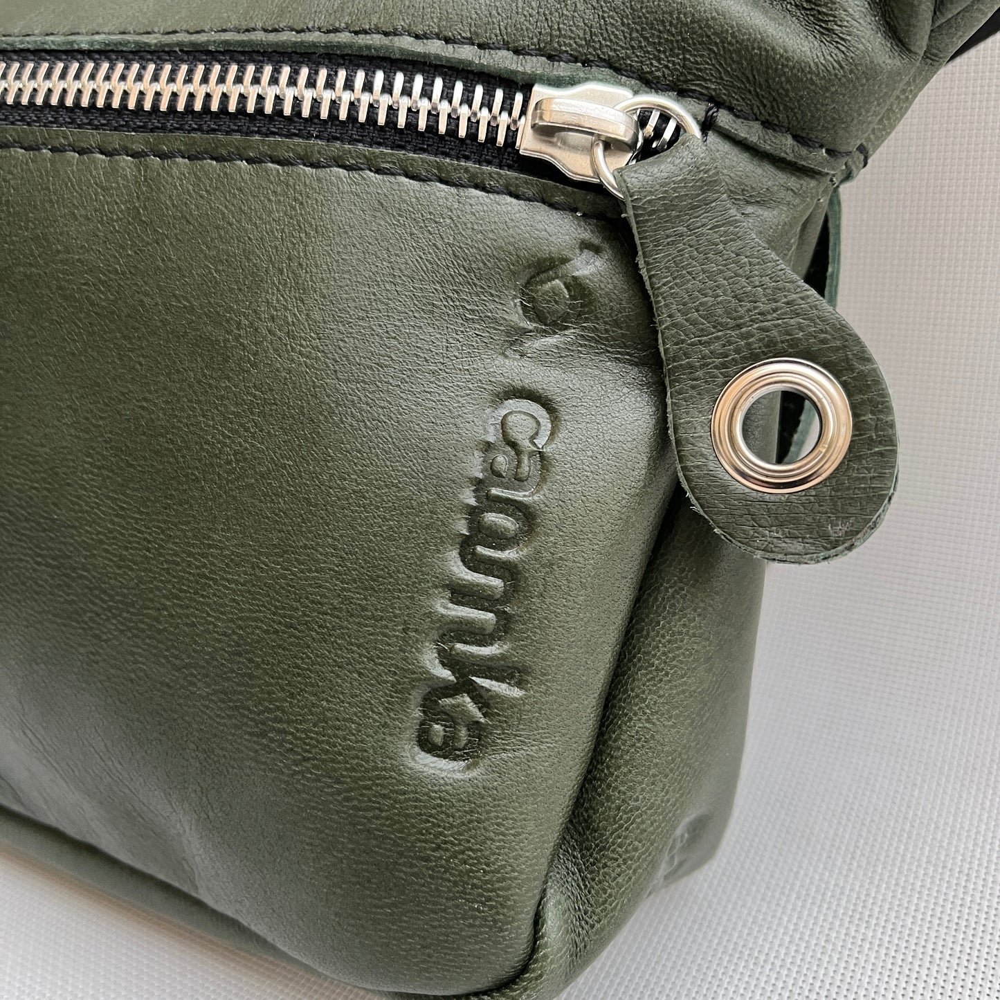 Mini Premium Green &amp; Silver BioCuir® natural leather Exclusive Piece No. 11250