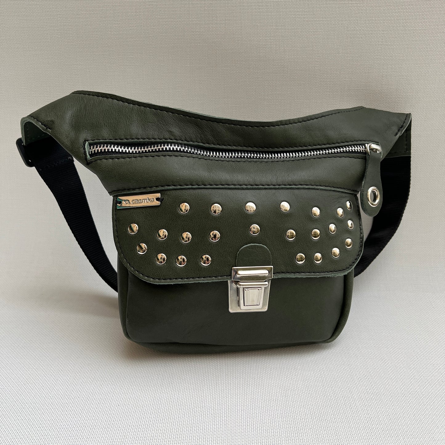 Mini Premium Green &amp; Silver BioCuir® natural leather Exclusive Piece No. 11250