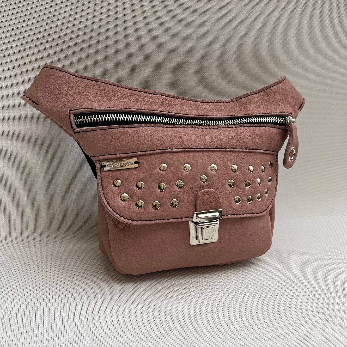 Mini Premium Pink &amp; Silver Natural BioCuir® Leather Exclusive Piece No. 11251