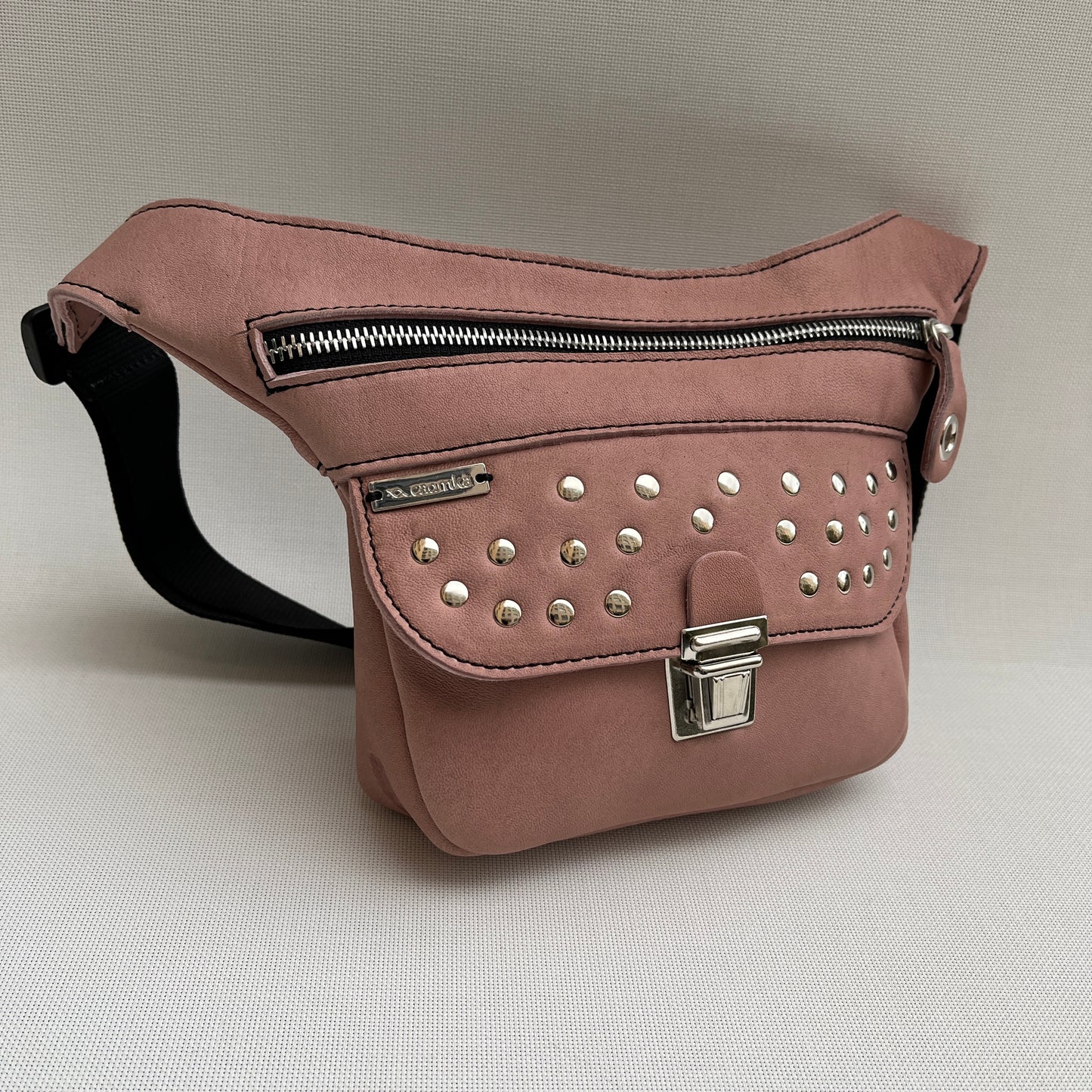 Mini Premium Pink &amp; Silver Natural BioCuir® Leather Exclusive Piece No. 11251