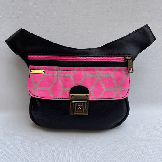Special Black &amp; Pink BioCuir® natural leather Exclusive Piece No. 12107