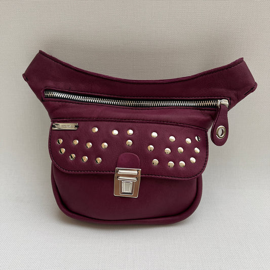 Mini Premium Bordeaux &amp; Silver Natural BioCuir® Leather Exclusive Piece No. 11252