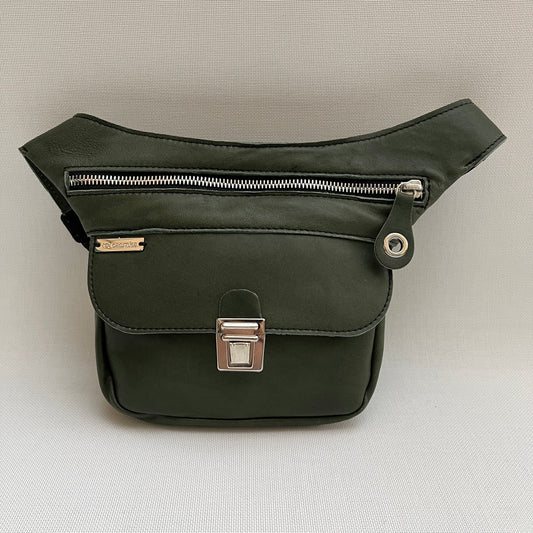 Mini Green &amp; Silver Natural BioCuir® Leather Exclusive Piece No. 11254